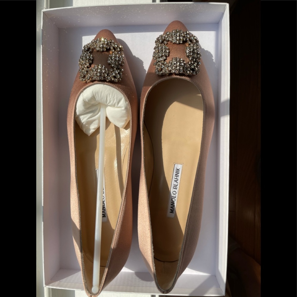Unicorn Alert-NWT MANOLO Blahnik Hangisi Nude Flat
